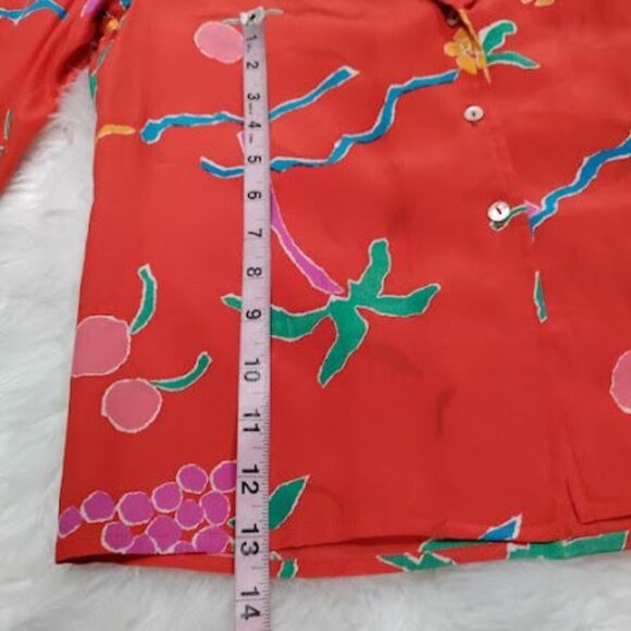 Carole Little St. Tropez West Silk Vintage Cropped Boho Hipster Whimsy Shirt M - Picture 10 of 12